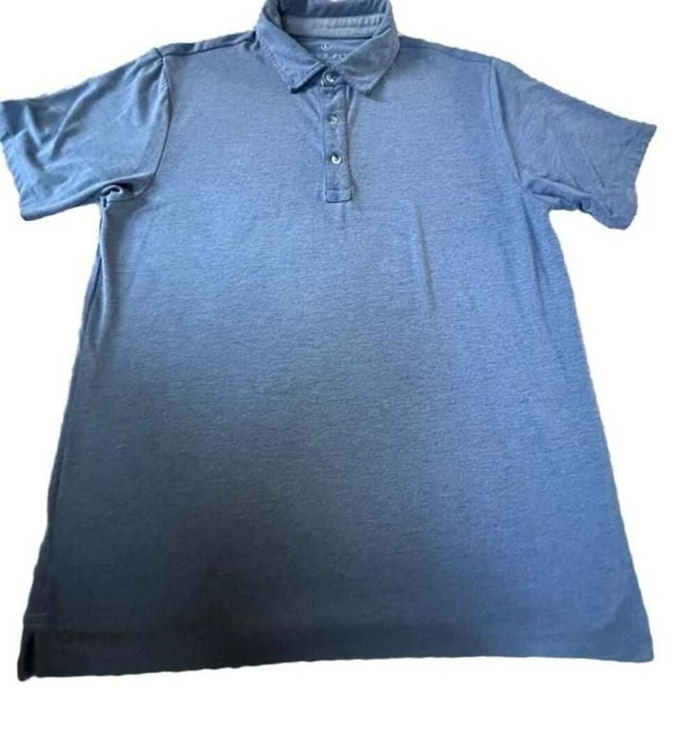 Men’s L Free Fly Polo Shirt Size L Blue Short Sleeve Button Jersey